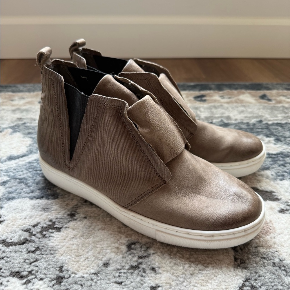 Miz Mooz Taupe Leather Slip-On Shoes